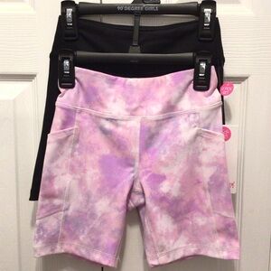 90 Degree by Reflex Girls Kids 2-Pack Pink/Black Lane & Everyday 6" Biker Shorts